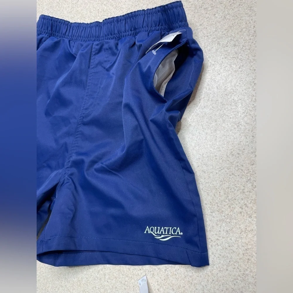 NWT Aquatica Blue Youth Swim Trunks Elastic Waist Pockets Youth XL